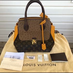 LV Monogram Ostrich Majestueux PM Yellow w/ Python